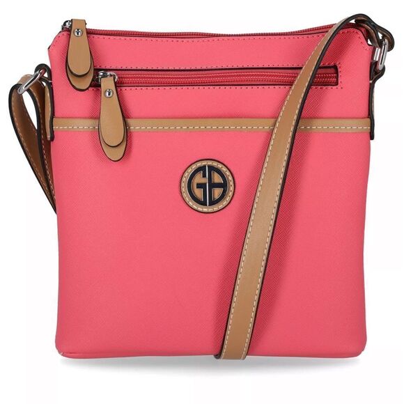 NWT GIANI BERNINI Saffiano Crossbody coral/ tan - Picture 1 of 5